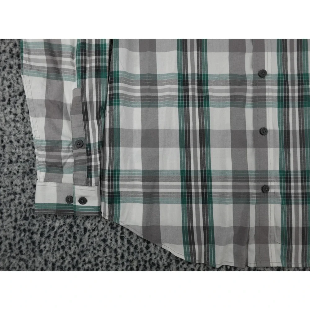 Columbia Plaid Button Down Shirt Mens‎ Large Green Gray Long Sleeve Outdoor